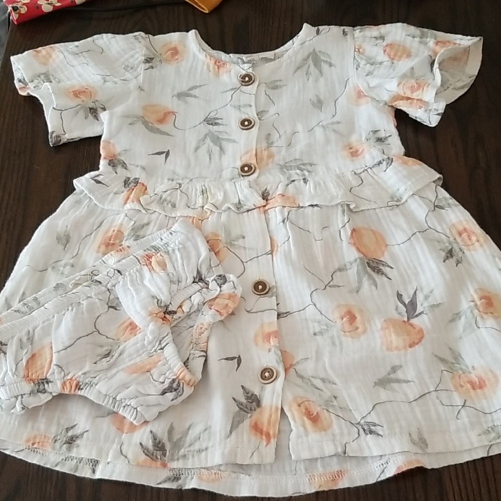 Jessica Simpson White and Orange Dress With Diaper Cover. Size 24mth